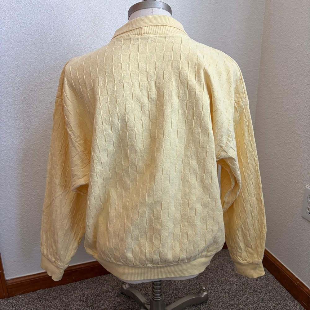 Vintage Cotton to the Core Buttercream Yellow Basketweave Knit Sweater Sz M - Picture 2 of 8